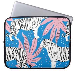 Tijger naadloos patroon, wilde dierenachtergrond, laptop sleeve