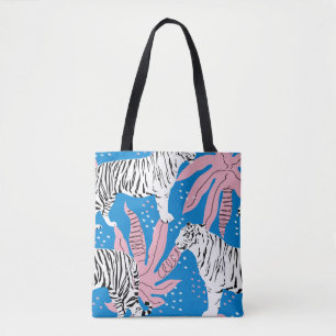 Tijger naadloos patroon, wilde dierenachtergrond, tote bag