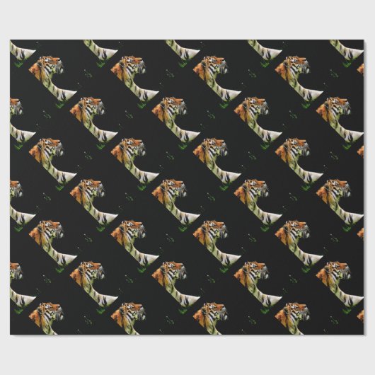 Tijger nadert - Wild Animal kunstwerk Cadeaupapier (Vlak)