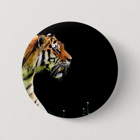 Tijger nadert - Wild Animal kunstwerk Ronde Button 5,7 Cm (Voorkant)