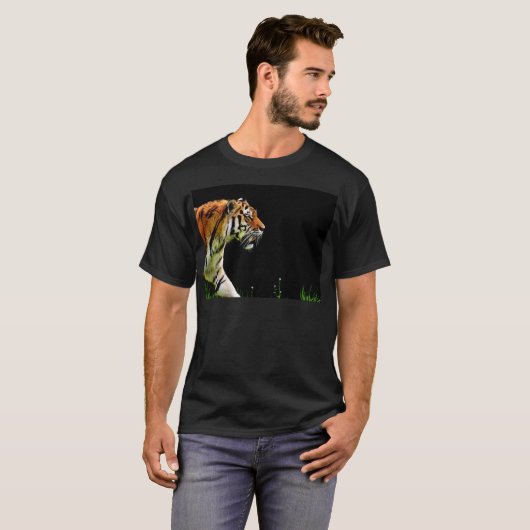 Tijger nadert - Wild Animal kunstwerk T-shirt (Voorkant volledig)