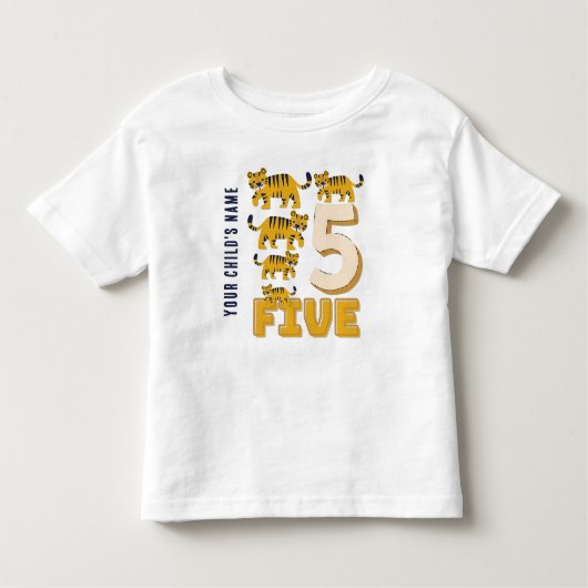 Tijger nummer vijf gepersonaliseerd kinder shirts (Voorkant)