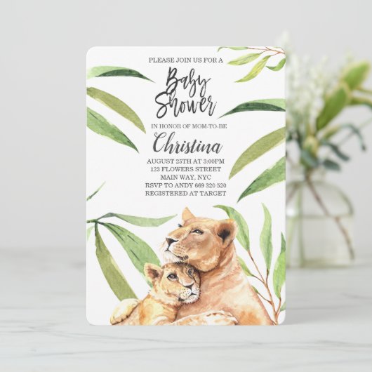 Tijger Oerwoud Mam en Baby Eucalyptus Baby shower Kaart (Staand voorkant)