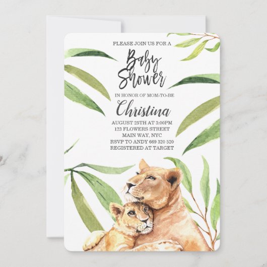 Tijger Oerwoud Mam en Baby Eucalyptus Baby shower Kaart (Voorkant)