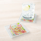 Tijger oerwoud zomer glazen onderzetter (Schuin)