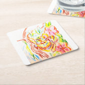 Tijger oerwoud zomer kartonnen onderzetters (Schuin)