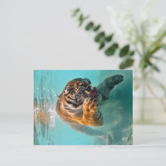 Tijger Onderwater Briefkaart (Staand voorkant)