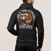 tijger_only the strong survive citattoo old hoodie (Achterkant)