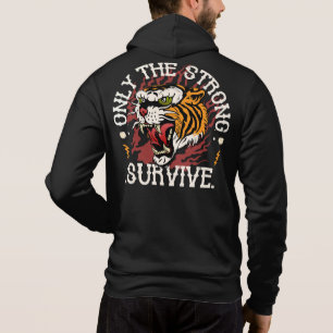 tijger_only the strong survive citattoo old hoodie