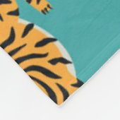 Tijger op Blauwgroen Patroon Fleece Deken (Hoek)