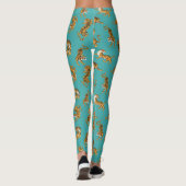 Tijger op Blauwgroen Patroon Leggings (Achterkant)
