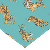 Tijger op Blauwgroen Patroon Medium Tafelloper (Hoek)