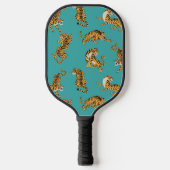 Tijger op Blauwgroen Patroon Pickleball Paddle (Voorkant)