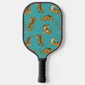 Tijger op Blauwgroen Patroon Pickleball Paddle (Achterkant)