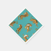 Tijger op Blauwgroen Patroon Servet (Hoek)