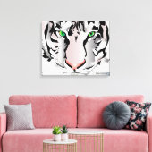 TIJGER OP CANVAS-WIT 20 "x 16" Canvas Afdruk (Insitu (Woonkamer))