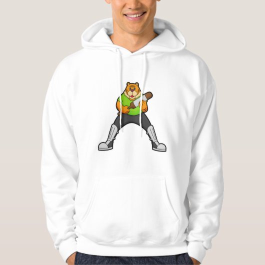 Tijger op cricket met cricket bat hoodie (Voorkant)