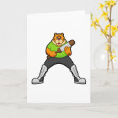 Tijger op cricket met cricket bat kaart (Gele Bloem)