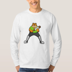 Tijger op cricket met cricket bat t-shirt