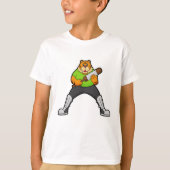 Tijger op cricket met cricket bat t-shirt (Voorkant)