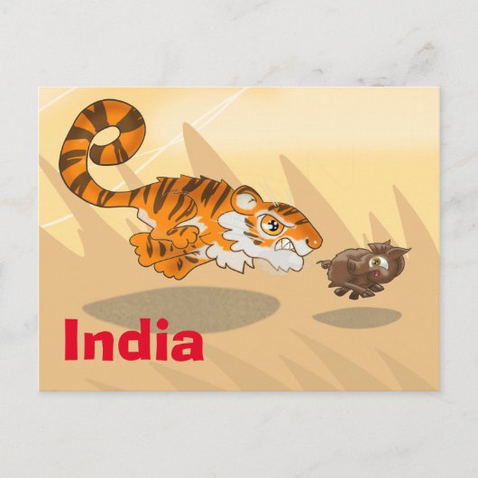 Tijger op de jacht Briefkaart (Voorkant)