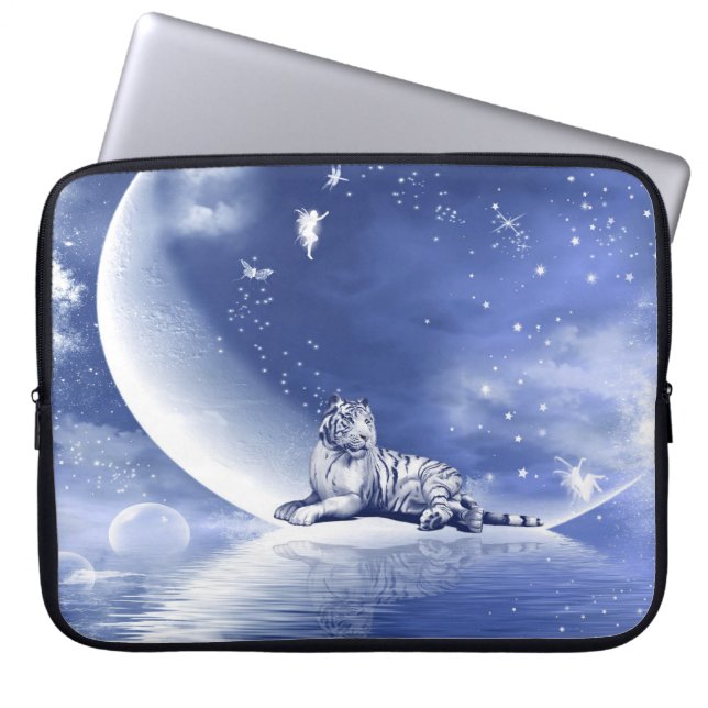 Tijger op de maan laptop sleeve (Voorkant)