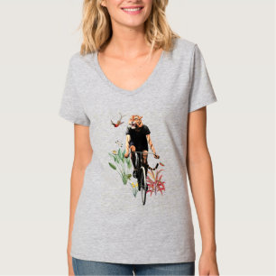 Tijger op een fiets collage t-shirt