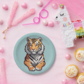 Tijger op een hemelblauwe achtergrond papieren bordje (Feest)