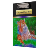 Tijger op groen en blauw gras klembord (Links)