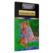 Tijger op groen en blauw gras klembord (Rechts)