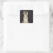 Tijger op het platform vierkante sticker (Tas)