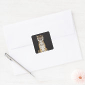 Tijger op het platform vierkante sticker (Envelop)