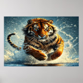 Tijger op het turquoise getij poster (Voorkant)