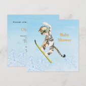 Tijger op Snowboard Baby shower-uitnodigkaart Kaart (Voorkant / Achterkant)