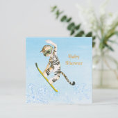 Tijger op Snowboard Baby shower-uitnodigkaart Kaart (Staand voorkant)