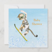 Tijger op Snowboard Baby shower-uitnodigkaart Kaart (Voorkant)