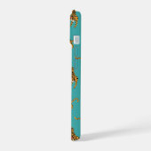 Tijger op Teal Patroon iPhone 15 Case (Linkerkant)