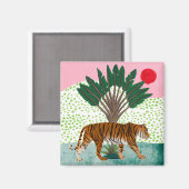 Tijger op zonsondergang magneet (Voorkant / Achterkant)