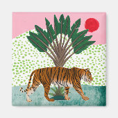 Tijger op zonsondergang magneet (Voorkant)