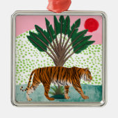 Tijger op zonsondergang metalen ornament (Voorkant)