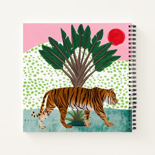 Tijger op zonsondergang notitieboek (Achterkant)