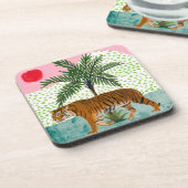 Tijger op zonsopgang bier onderzetter (Linkerzijde)