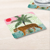 Tijger op zonsopgang kartonnen onderzetters (Schuin)