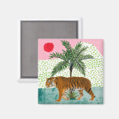 Tijger op zonsopgang magneet (Voorkant / Achterkant)