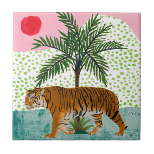 Tijger op zonsopgang tegeltje