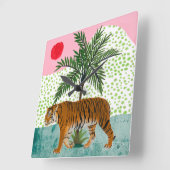 Tijger op zonsopgang vierkante klok (Hoek)