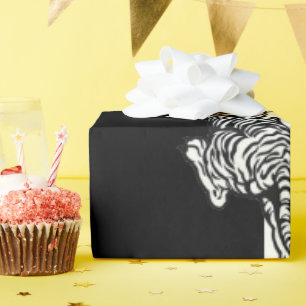 Tijger op zwart en wit  cadeaupapier