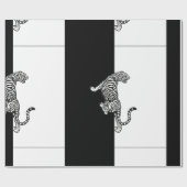 Tijger op zwart en wit  cadeaupapier (Vlak)