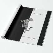 Tijger op zwart en wit  cadeaupapier (Uitgerold)