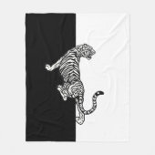 Tijger op zwart en wit fleece deken (Voorkant)